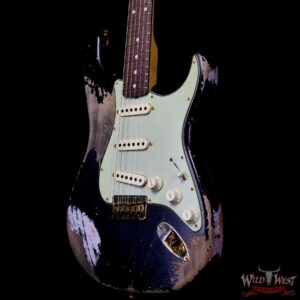 Fender Custom Shop Wild West Guitars 25th Anniversary 1960 Stratocaster Hardtail Madagascar Rosewood Fretboard Heavy Relic Black 7.15 LBS - Image 2