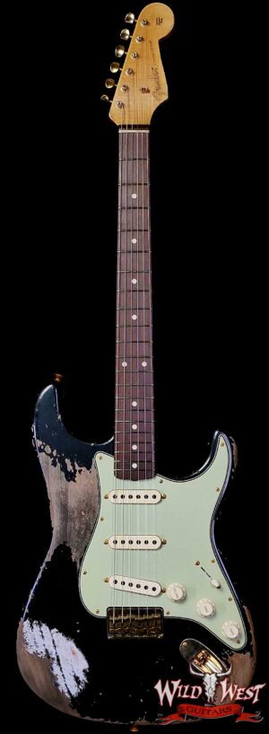 Fender Custom Shop Wild West Guitars 25th Anniversary 1960 Stratocaster Hardtail Madagascar Rosewood Fretboard Heavy Relic Black 7.15 LBS