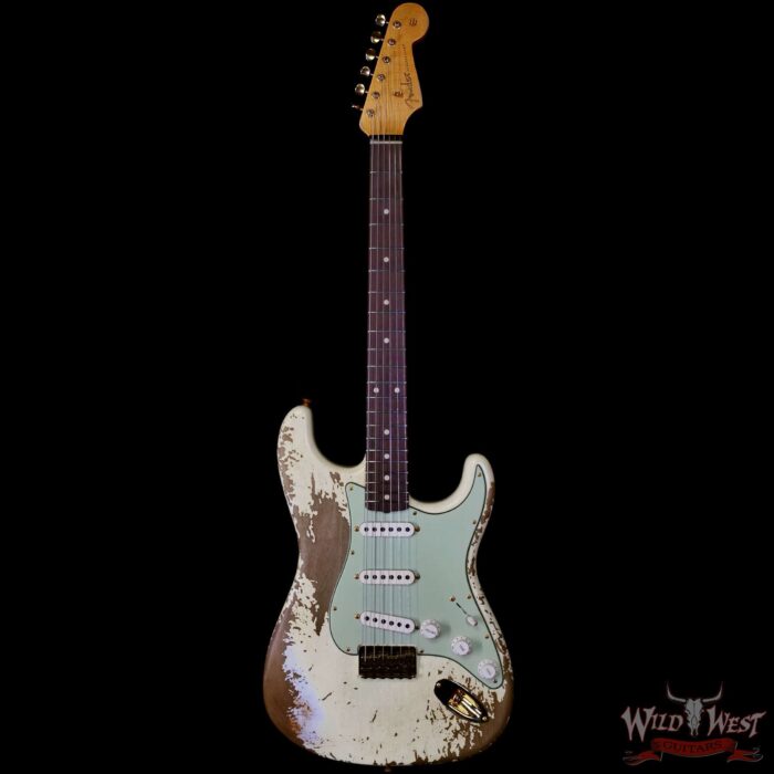 Fender Custom Shop Wild West Guitars 25th Anniversary 1960 Stratocaster Hardtail Madagascar Rosewood Fretboard Heavy Relic Vinatge White 6.90 LBS - Image 3