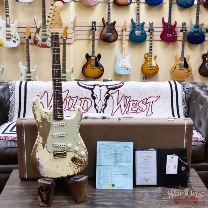 Fender Custom Shop Wild West Guitars 25th Anniversary 1960 Stratocaster Hardtail Madagascar Rosewood Fretboard Heavy Relic Vinatge White 6.90 LBS - Image 6