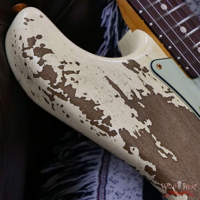 Fender Custom Shop Wild West Guitars 25th Anniversary 1960 Stratocaster Hardtail Madagascar Rosewood Fretboard Heavy Relic Vinatge White 6.90 LBS - Image 9