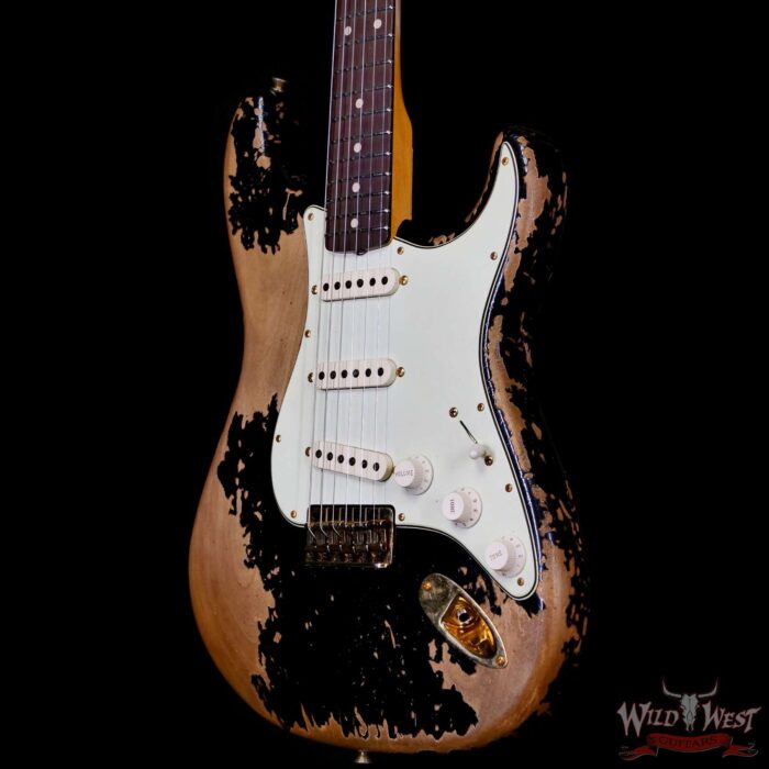 Fender Custom Shop Wild West Guitars 25th Anniversary 1960 Stratocaster Hardtail Madagascar Rosewood Fretboard Heavy Relic Black 7.20 LBS - Image 2