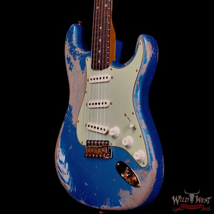 Fender Custom Shop Wild West Guitars 25th Anniversary 1960 Stratocaster Madagascar Rosewood Fretboard Heavy Relic Lake Placid Blue 7.65 LBS - Image 2