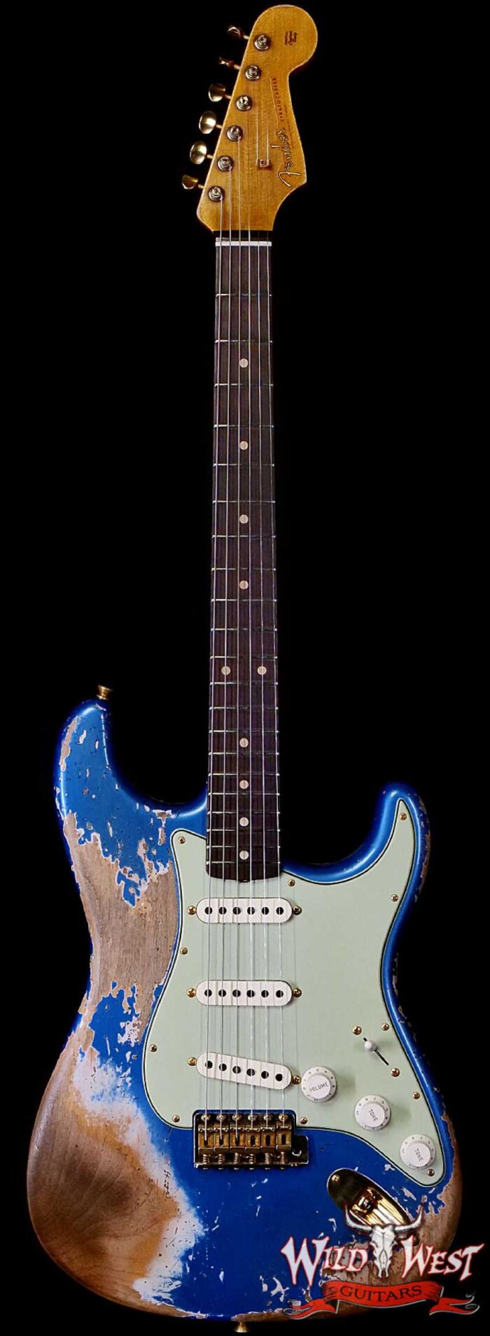 Fender Custom Shop Wild West Guitars 25th Anniversary 1960 Stratocaster Madagascar Rosewood Fretboard Heavy Relic Lake Placid Blue 7.60 LBS - Image 1