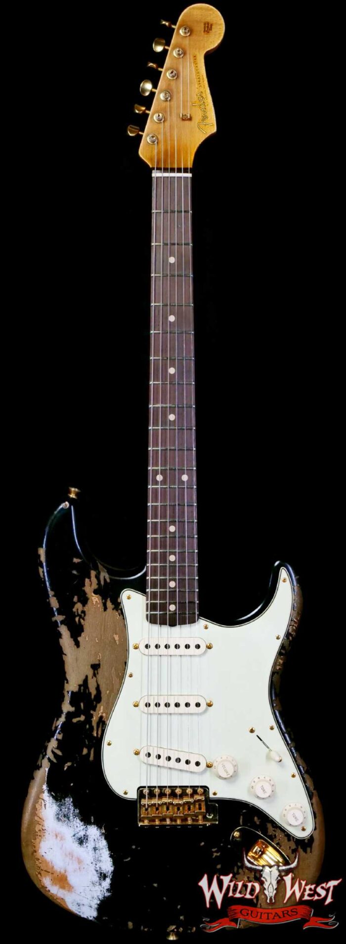 Fender Custom Shop Wild West Guitars 25th Anniversary 1960 Stratocaster Madagascar Rosewood Fretboard Heavy Relic Black 7.90 LBS - Image 1