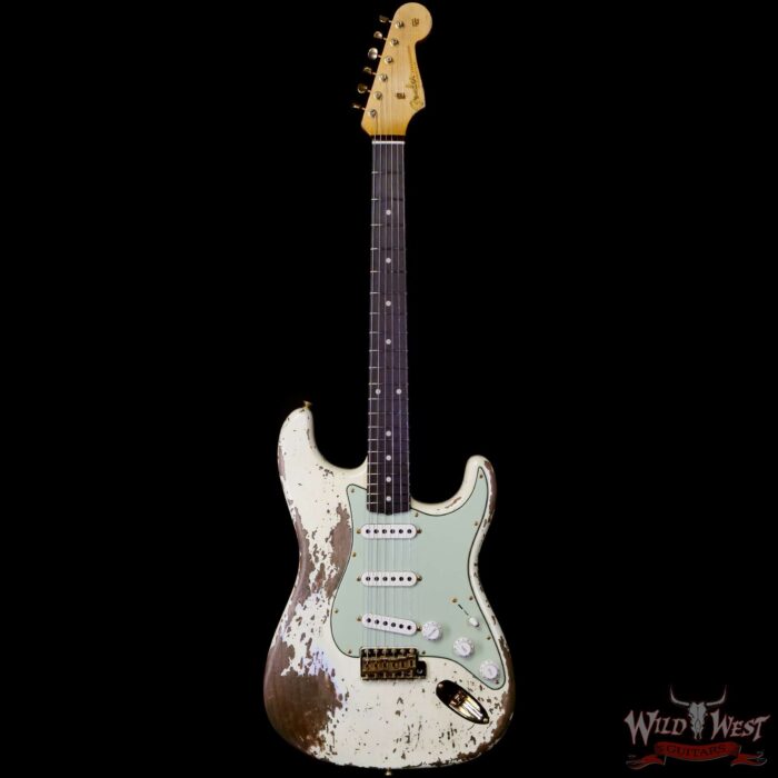 Fender Custom Shop Wild West Guitars 25th Anniversary 1960 Stratocaster Madagascar Rosewood Fretboard Heavy Relic Vintage White 7.80 LBS - Image 3