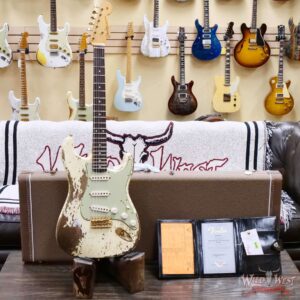 Fender Custom Shop Wild West Guitars 25th Anniversary 1960 Stratocaster Madagascar Rosewood Fretboard Heavy Relic Vintage White 7.80 LBS - Image 6