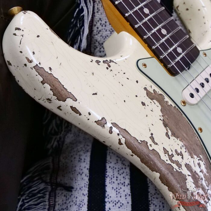 Fender Custom Shop Wild West Guitars 25th Anniversary 1960 Stratocaster Madagascar Rosewood Fretboard Heavy Relic Vintage White 7.80 LBS - Image 9
