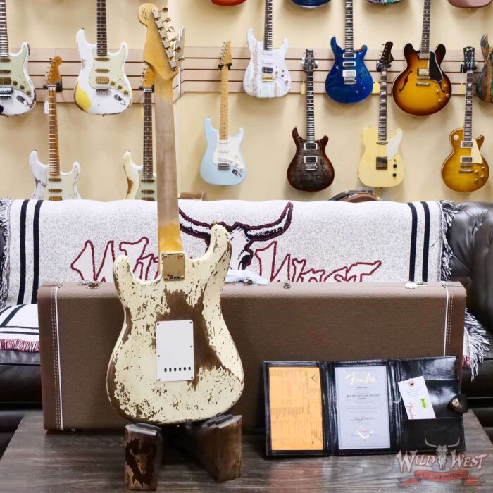 Fender Custom Shop Wild West Guitars 25th Anniversary 1960 Stratocaster Madagascar Rosewood Fretboard Heavy Relic Vintage White 7.80 LBS - Image 10
