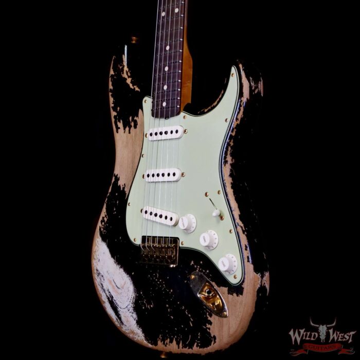Fender Custom Shop Wild West Guitars 25th Anniversary 1960 Stratocaster Hardtail Madagascar Rosewood Fretboard Heavy Relic Black 7.25 LBS - Image 2