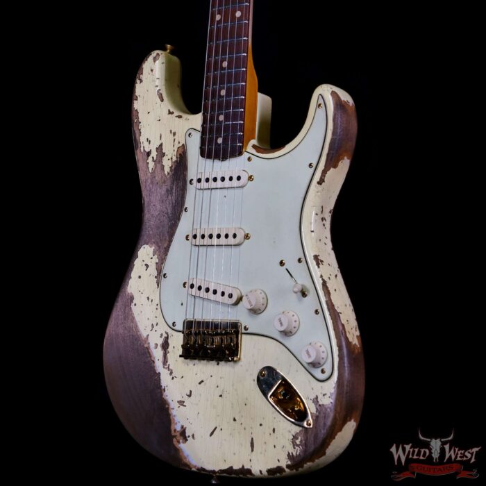Fender Custom Shop Wild West Guitars 25th Anniversary 1960 Stratocaster Hardtail Madagascar Rosewood Fretboard Heavy Relic Vinatge White 7.35 LBS - Image 2