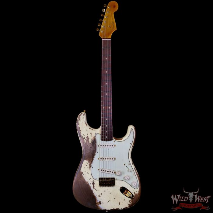Fender Custom Shop Wild West Guitars 25th Anniversary 1960 Stratocaster Hardtail Madagascar Rosewood Fretboard Heavy Relic Vinatge White 7.35 LBS - Image 3