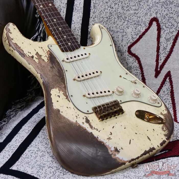Fender Custom Shop Wild West Guitars 25th Anniversary 1960 Stratocaster Hardtail Madagascar Rosewood Fretboard Heavy Relic Vinatge White 7.35 LBS - Image 8