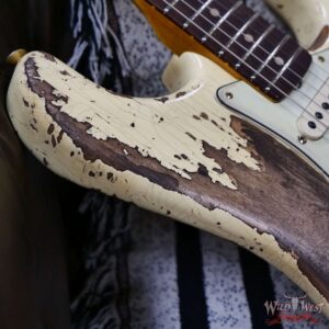 Fender Custom Shop Wild West Guitars 25th Anniversary 1960 Stratocaster Hardtail Madagascar Rosewood Fretboard Heavy Relic Vinatge White 7.35 LBS - Image 9