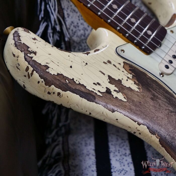 Fender Custom Shop Wild West Guitars 25th Anniversary 1960 Stratocaster Hardtail Madagascar Rosewood Fretboard Heavy Relic Vinatge White 7.35 LBS - Image 9