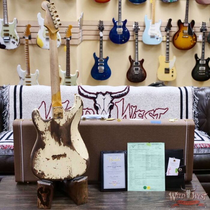 Fender Custom Shop Wild West Guitars 25th Anniversary 1960 Stratocaster Hardtail Madagascar Rosewood Fretboard Heavy Relic Vinatge White 7.35 LBS - Image 10