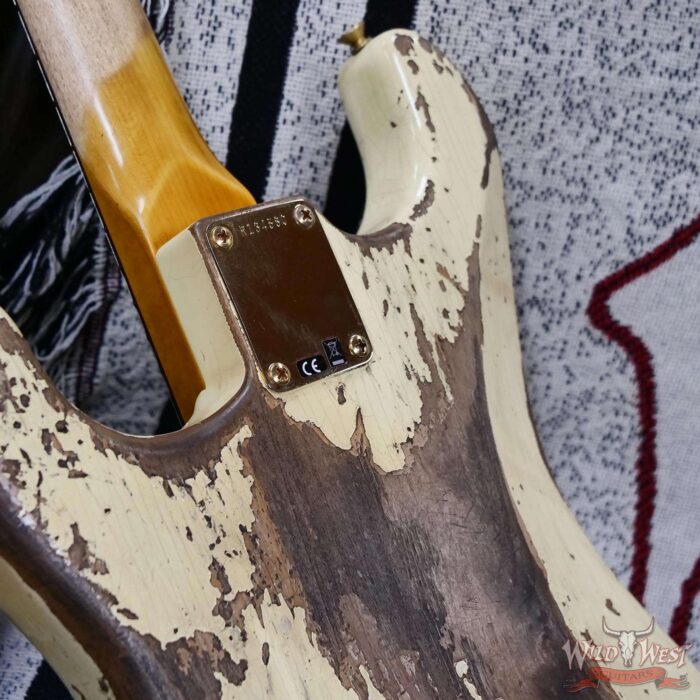 Fender Custom Shop Wild West Guitars 25th Anniversary 1960 Stratocaster Hardtail Madagascar Rosewood Fretboard Heavy Relic Vinatge White 7.35 LBS - Image 13