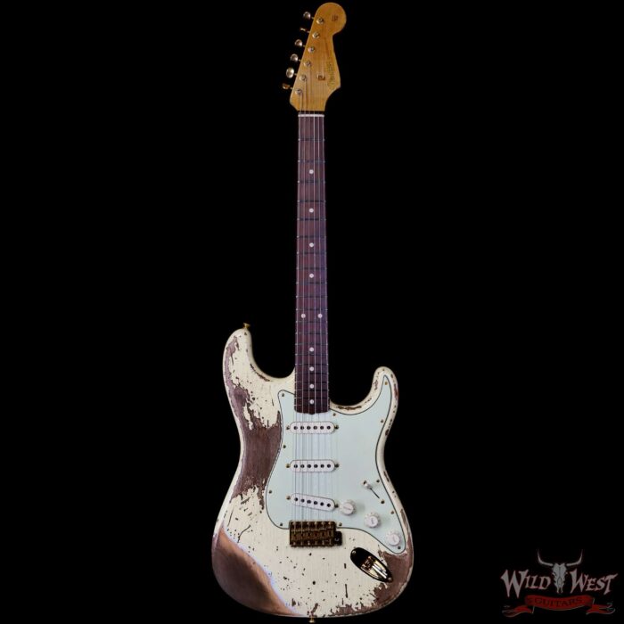 Fender Custom Shop Wild West Guitars 25th Anniversary 1960 Stratocaster Madagascar Rosewood Fretboard Heavy Relic Vintage White 7.75 LBS - Image 3