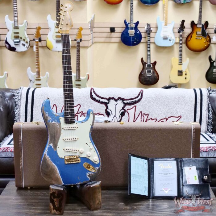 Fender Custom Shop Wild West Guitars 25th Anniversary 1960 Stratocaster Madagascar Rosewood Fretboard Heavy Relic Lake Placid Blue 7.60 LBS - Image 6