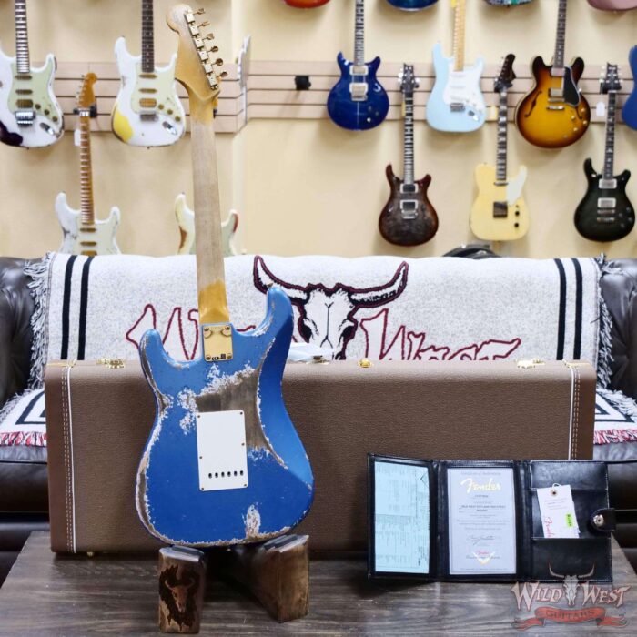 Fender Custom Shop Wild West Guitars 25th Anniversary 1960 Stratocaster Madagascar Rosewood Fretboard Heavy Relic Lake Placid Blue 7.60 LBS - Image 10