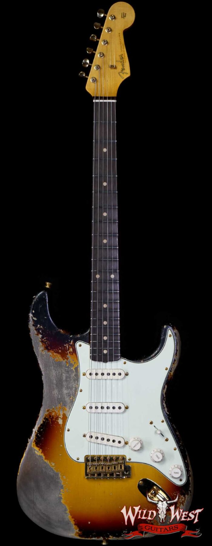 Fender Custom Shop Wild West Guitars 25th Anniversary 1960 Stratocaster Madagascar Rosewood Fretboard Heavy Relic 3 Tone Sunburst 7.45 LBS - Image 1