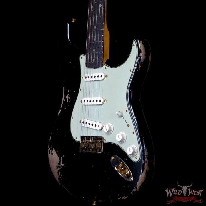 Fender Custom Shop Wild West Guitars 25th Anniversary 1960 Stratocaster Hardtail Madagascar Rosewood Fretboard Heavy Relic Black 7.15 LBS - Image 2