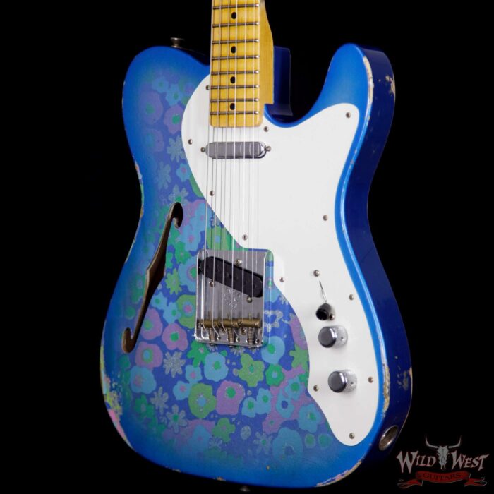 Fender Custom Shop 2017 NAMM Limited Edition 50’s Telecaster Thinline Relic Blue Flower - Image 2