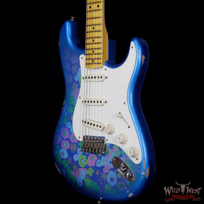 2018 Fender Custom Shop 1957 Stratocaster Relic Maple Neck Blue Flower - Image 3