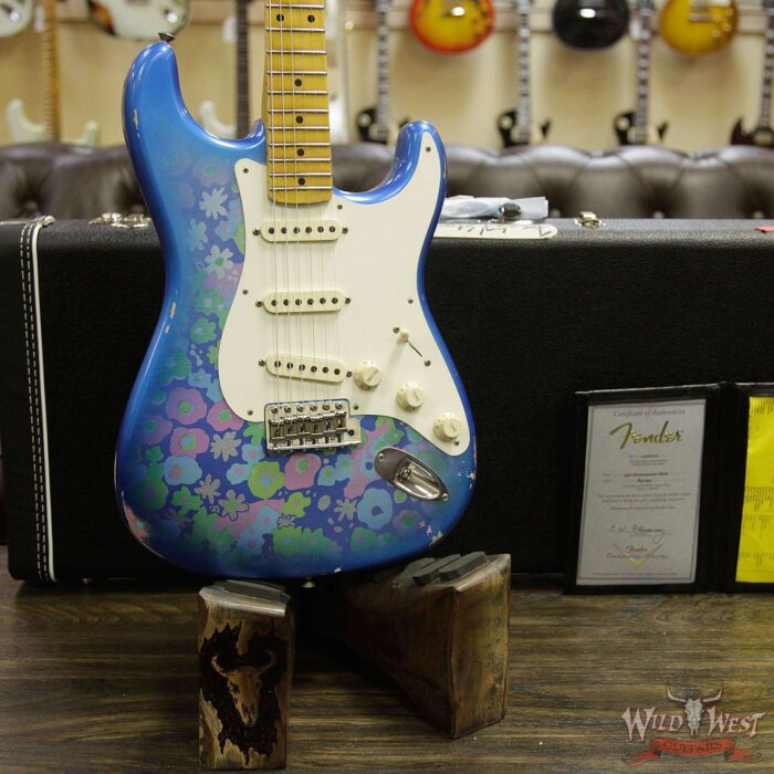2018 Fender Custom Shop 1957 Stratocaster Relic Maple Neck Blue Flower - Image 6