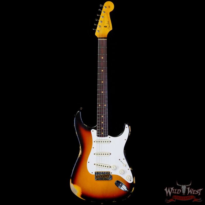 Fender Custom Shop 1959 Stratocaster AAA Rosewood Board Hand-Wound Pickups Heavy Relic Faded Aged Chocolate 3 Tone Sunburst - Image 3