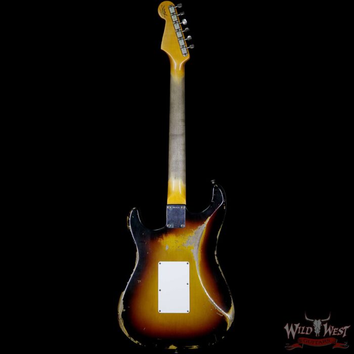2015 Fender Custom Shop 1960 Stratocaster Relic HSS Floyd Rose Rosewood Fretboard 3 Tone Sunburst - Image 6