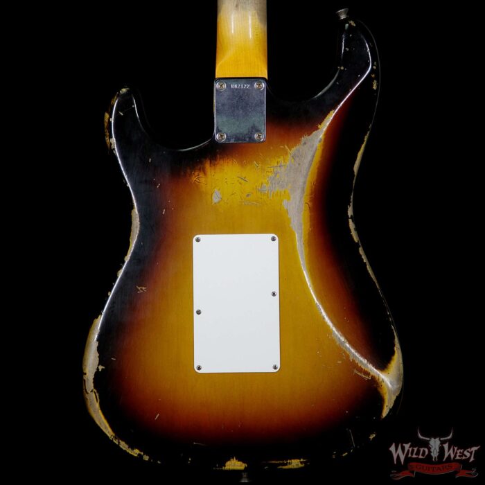 2015 Fender Custom Shop 1960 Stratocaster Relic HSS Floyd Rose Rosewood Fretboard 3 Tone Sunburst - Image 7