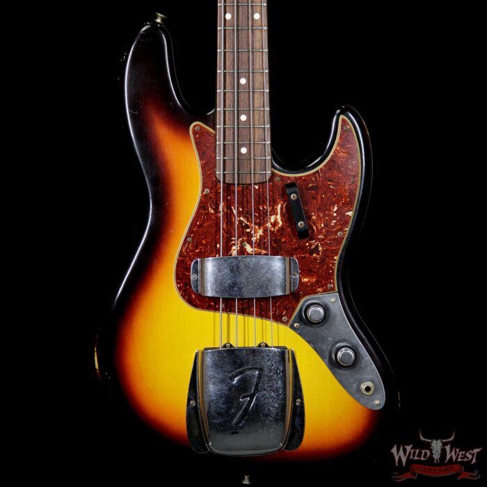 2012 Fender Custom Shop 60s 1960 Jazz Bass Relic Rosewood Fretboard 3 Tone Sunburst - Image 3