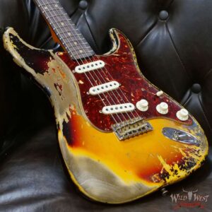Fender Custom Shop Limited Edition Roasted 1961 Stratocaster AAA Rosewood Slab Board Hand-Wound Pickups Super Heavy Relic Aged 3 Tone Sunburst - Image 8