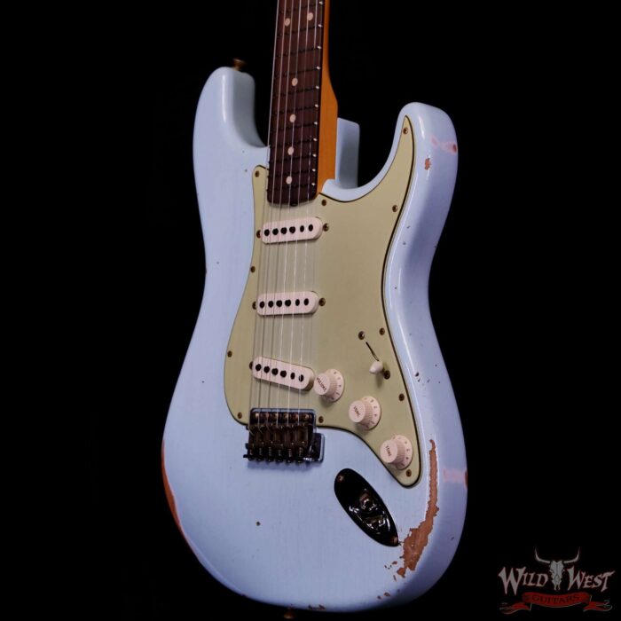 Fender Custom Shop 1962 Stratocaster Hand-Wound Pickups AAA Dark Rosewood Slab Board Relic Sonic Blue 7.65 LBS - Image 2
