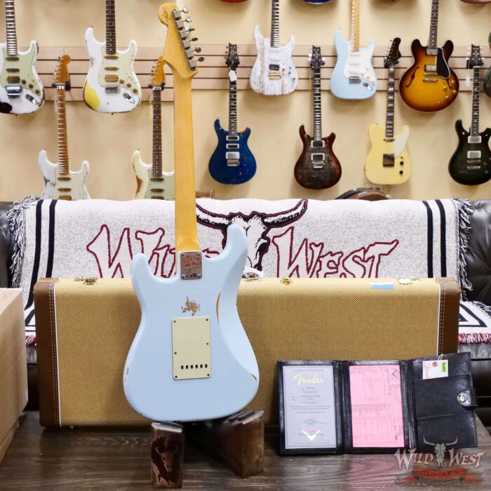 Fender Custom Shop 1962 Stratocaster Hand-Wound Pickups AAA Dark Rosewood Slab Board Relic Sonic Blue 7.65 LBS - Image 10