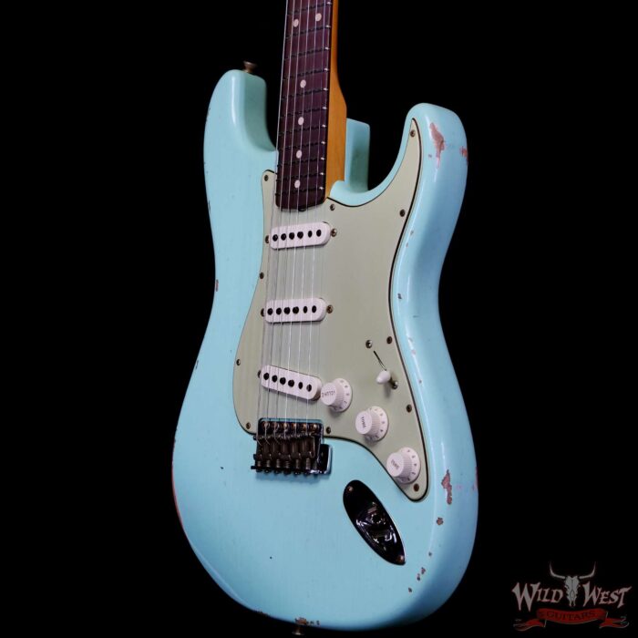 Fender Custom Shop 1962 Stratocaster Hand-Wound Pickups AAA Dark Rosewood Slab Board Relic Surf Green 7.50 LBS - Image 2