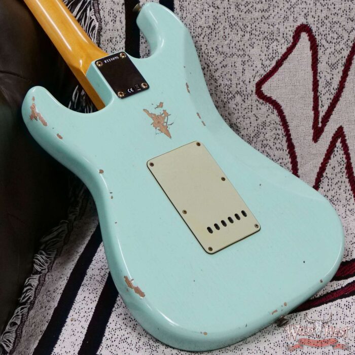 Fender Custom Shop 1962 Stratocaster Hand-Wound Pickups AAA Dark Rosewood Slab Board Relic Surf Green 7.50 LBS - Image 12