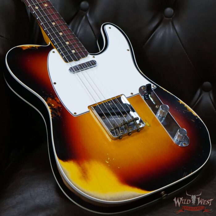 Fender Custom Shop 1962 Telecaster Custom Rosewood Slab Board Hand-Wound Pickups Heavy Relic 3 Tone Sunburst - Image 8