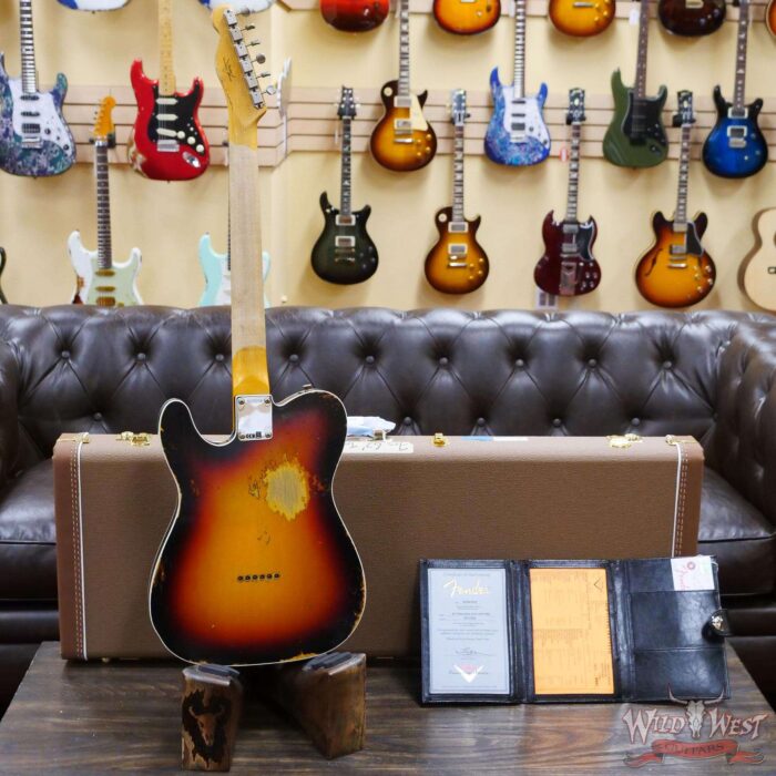Fender Custom Shop 1962 Telecaster Custom Rosewood Slab Board Hand-Wound Pickups Heavy Relic 3 Tone Sunburst - Image 10