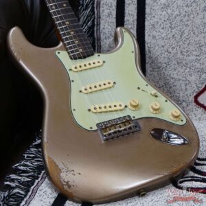 Fender Custom Shop Andy Hicks Masterbuilt 1961 Stratocaster Roasted Flame Maple Neck Brazilian Rosewood Board Relic Shoreline Gold - Image 8