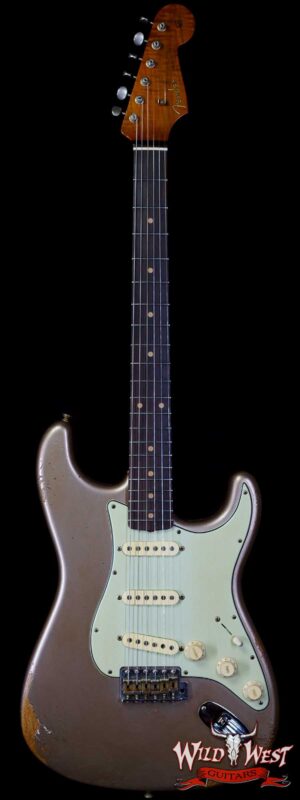 Fender Custom Shop Andy Hicks Masterbuilt 1961 Stratocaster Roasted Flame Maple Neck Brazilian Rosewood Board Relic Shoreline Gold