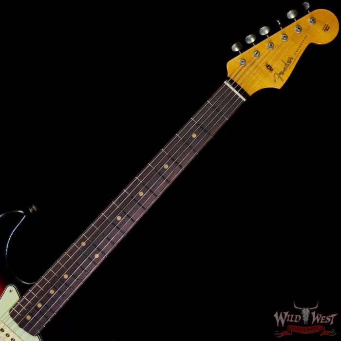 Fender Custom Shop Andy Hicks Masterbuilt 1961 Stratocaster Hardtail Brazilian Rosewood Slab Board Relic 3 Tone Sunburst - Image 4