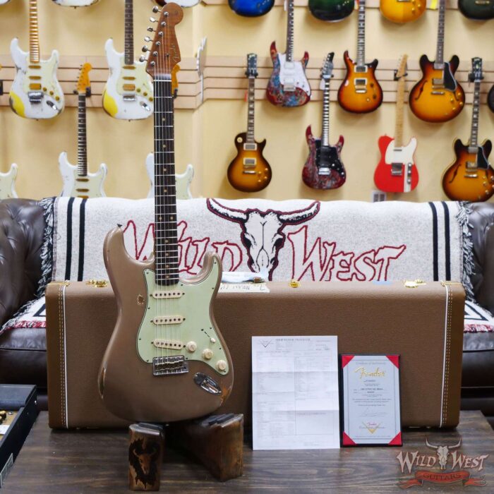 Fender Custom Shop Andy Hicks Masterbuilt 1961 Stratocaster Roasted Flame Maple Neck Brazilian Rosewood Board Relic Shoreline Gold - Image 6