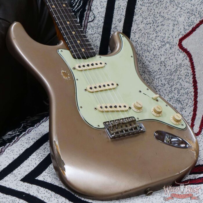 Fender Custom Shop Andy Hicks Masterbuilt 1961 Stratocaster Roasted Flame Maple Neck Brazilian Rosewood Board Relic Shoreline Gold - Image 8