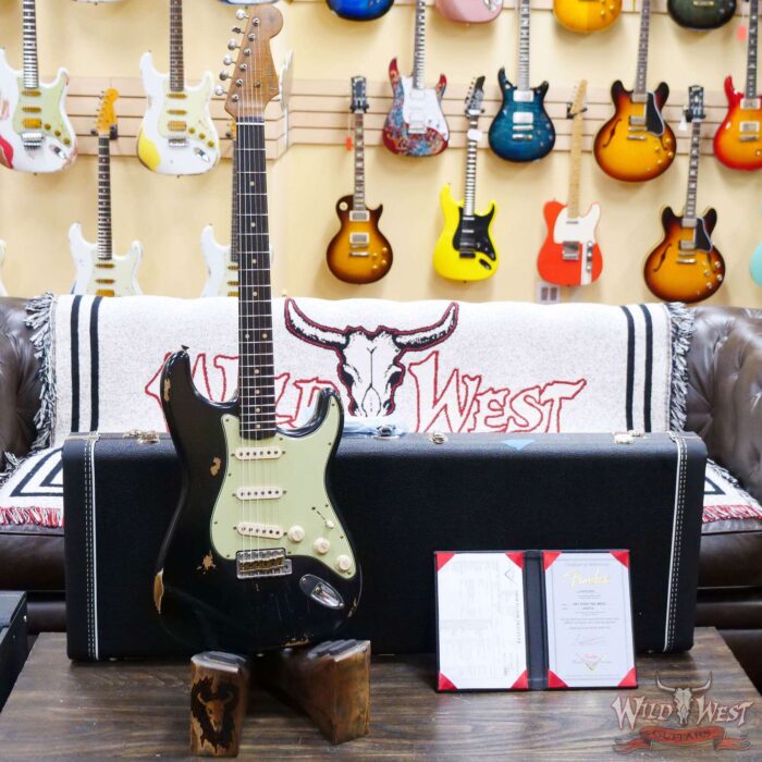 Fender Custom Shop Andy Hicks Masterbuilt 1961 Stratocaster Roasted Flame Maple Neck Brazilian Rosewood Board Relic Black - Image 6