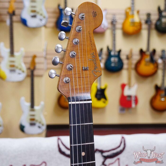 Fender Custom Shop Andy Hicks Masterbuilt 1961 Stratocaster Roasted Flame Maple Neck Brazilian Rosewood Board Relic Black - Image 7