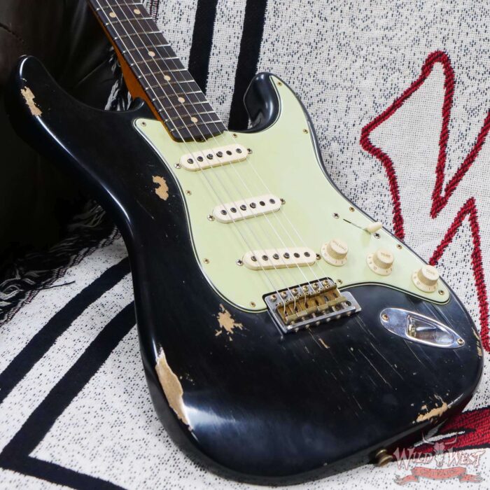 Fender Custom Shop Andy Hicks Masterbuilt 1961 Stratocaster Roasted Flame Maple Neck Brazilian Rosewood Board Relic Black - Image 8