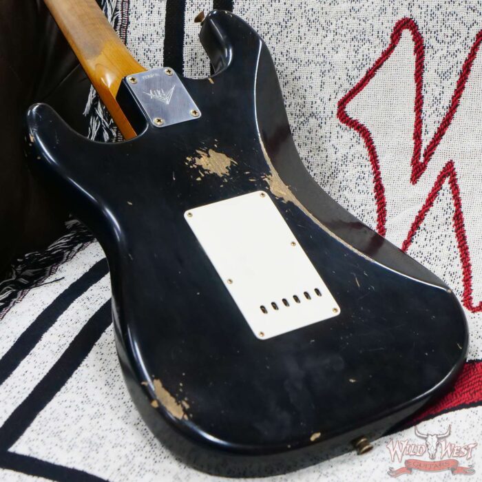 Fender Custom Shop Andy Hicks Masterbuilt 1961 Stratocaster Roasted Flame Maple Neck Brazilian Rosewood Board Relic Black - Image 12