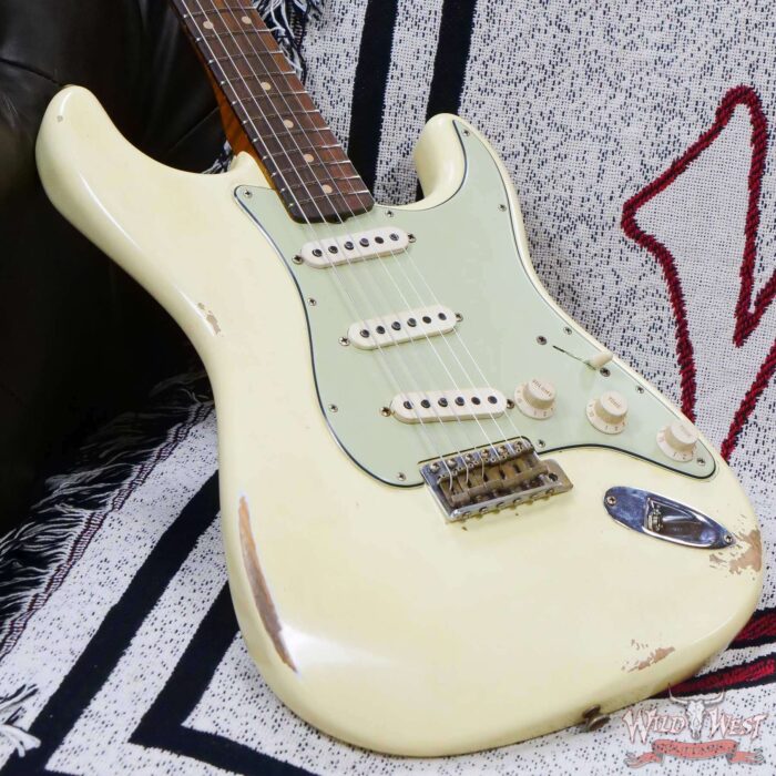 Fender Custom Shop Andy Hicks Masterbuilt 1961 Stratocaster Roasted Flame Maple Neck Brazilian Rosewood Board Relic Vintage White - Image 8